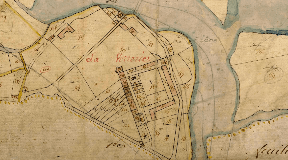 Extrait cadastre napoléonien commune d'Oullins (Section C dite de Pierre-Bénite, feuille n°2 parcelles (316-695)